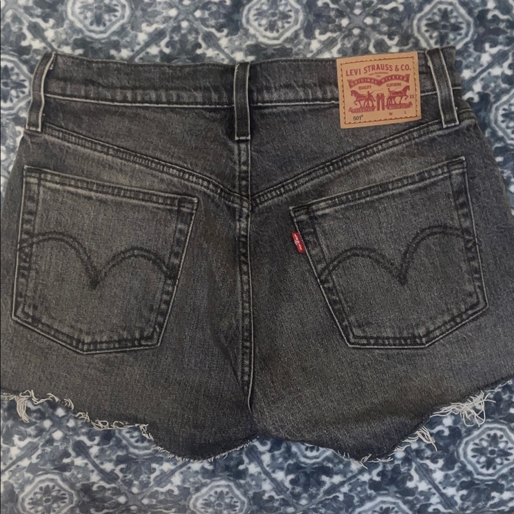 Levi's Women's Washed Black Denim Cutoff Shorts
